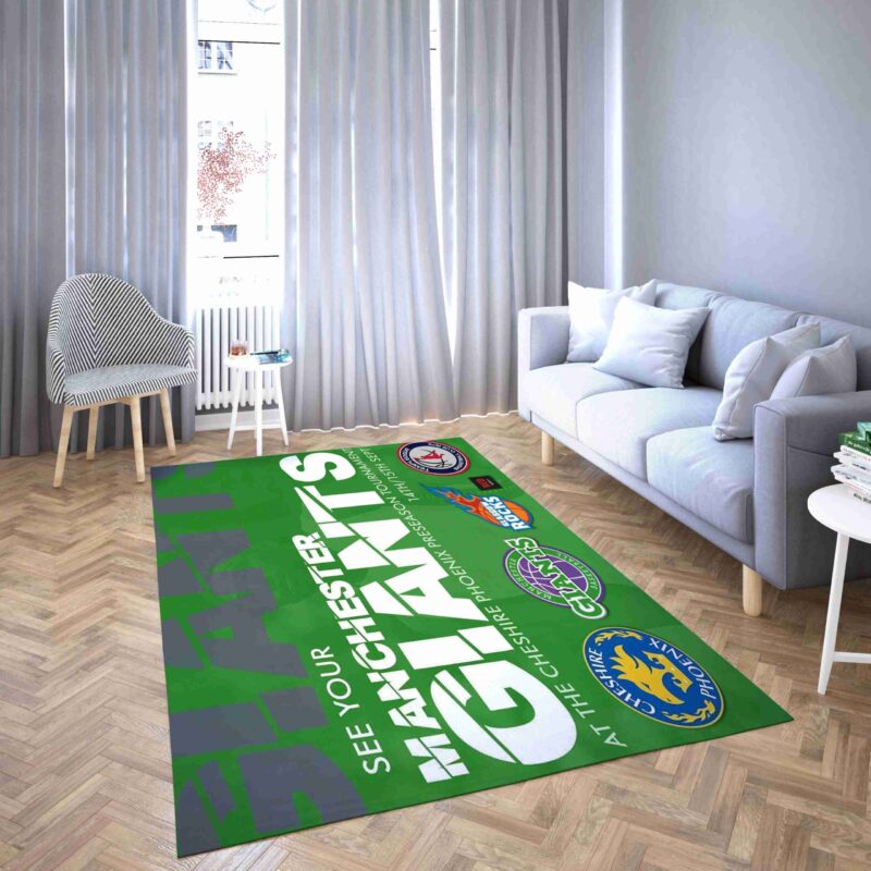 Manchester Giants Basketballclub Logo Wahrend Text Kreativ Interessant Carpet Area Rug