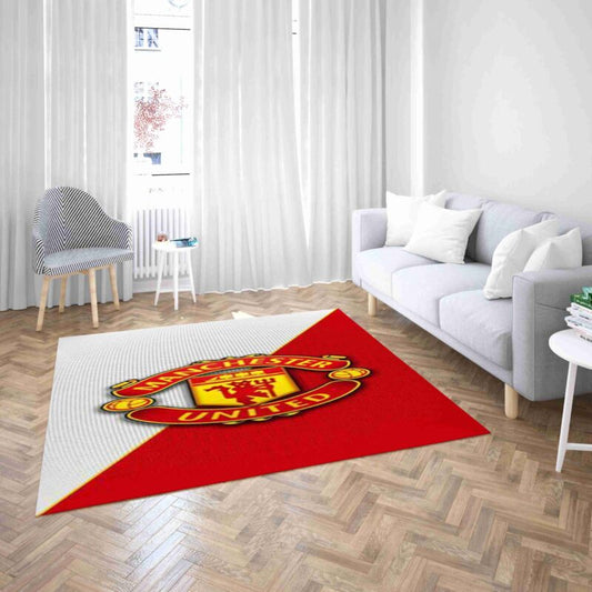 Manchester United football Rot Und Weiß Carpet Area Rug