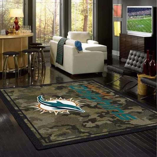 Miami Dolphins Camo Carpet Area Rug