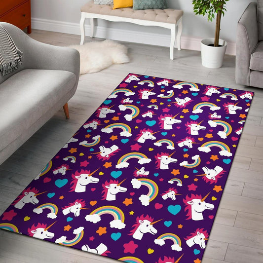 Unicorn Pattern Purple Carpet Area Rug