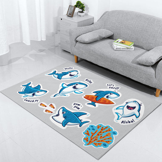 cute shark printed rug