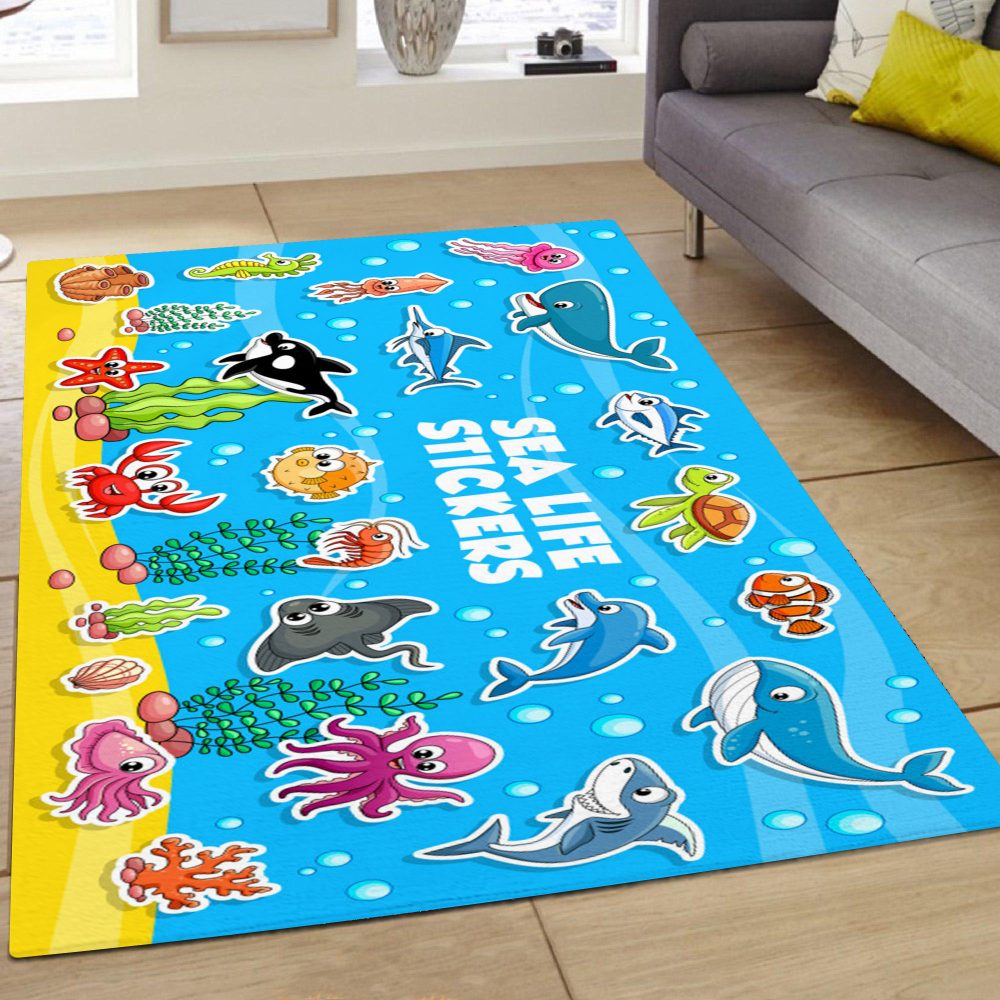 ocean world printed rug